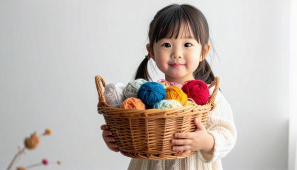 毛糸と子供 毛糸と子供の写真