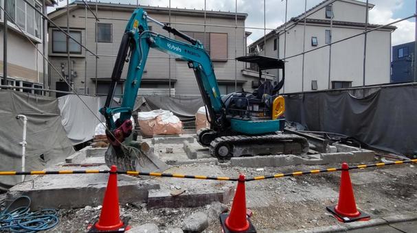 建築工事の解体現場 解体,工事,建築の写真素材