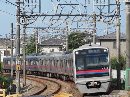 京成松戸線 N800形 N818編成 京成松戸線 N800形 N818編成 松戸線,京成松戸線,n800形の写真素材
