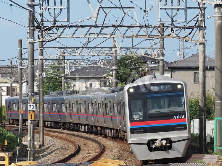 京成松戸線 N800形 N818編成 松戸線,京成松戸線,n800形の写真素材