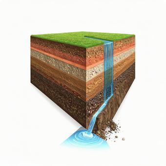 Water filtering mechanism Cross section of the stratum, filtration, stratum, water, JPG