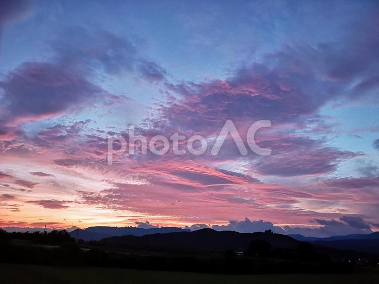 沼田の夕焼け⑦ 夕焼け,絶景,夕陽の写真素材