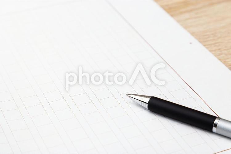 原稿用紙 原稿用紙,ボールペン,原稿の写真素材