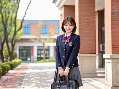 入学をした女子高生の写真