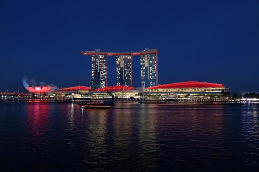 夜のマリーナベイ・サンズ 夜のマリーナベイ・サンズ シンガポール,マリーナ,ホテルの写真素材