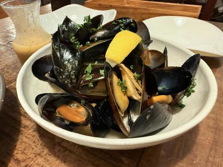 ムール貝 ムール貝,山盛り,レストランの写真素材