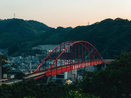 音戸大橋 音戸大橋,音戸の瀬戸,赤い橋の写真素材