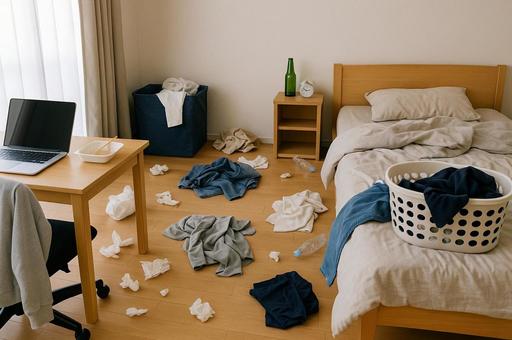 散らかった部屋の片付け 散らかった部屋の片付けの写真