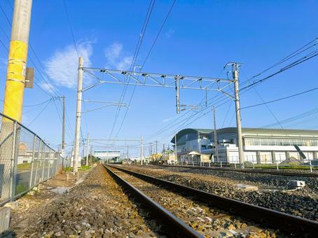 線路 線路 駅,線路,踏切の写真素材