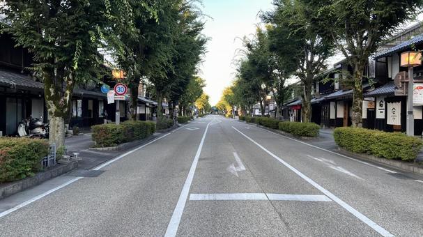 朝の夢京橋 キャッスルロード1 彦根市,夢京橋,キャッスルロードの写真素材