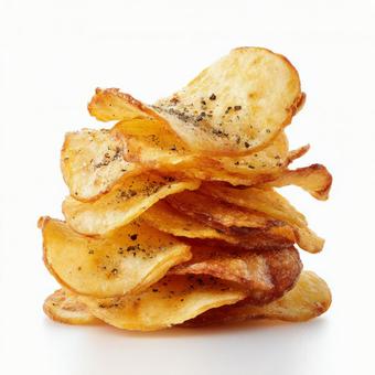 一口食べたくなるサクサクのポテトチップス 一口食べたくなるサクサクのポテトチップスの写真