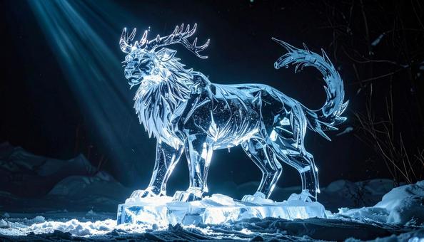幻想的な氷の幻獣の彫刻 幻想的な氷の幻獣の彫刻の写真