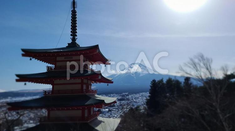 あの有名な場所　富士山 五重塔,風情,日本の写真素材