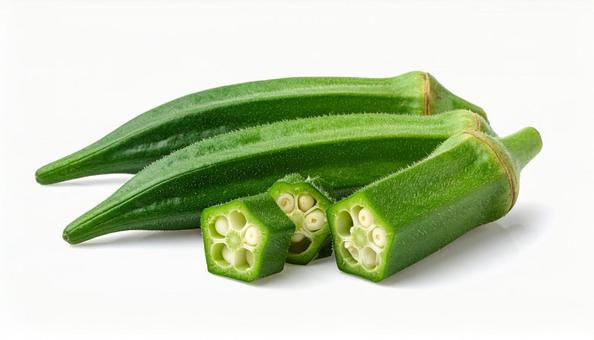 白い背景にオクラの写真