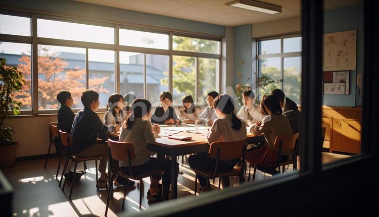 保護者会　放課後の小学校で会議をする人々 保護者会,人物,講演会の写真素材