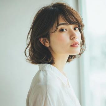 白い服の女性 白い服の女性の写真