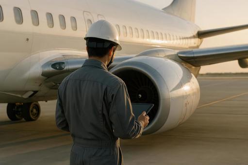 航空機整備士の日常点検 航空機整備士の日常点検の写真