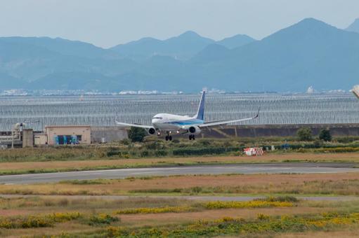 佐賀空港上空からの秋の絶景 飛行機,航空機,旅客機の写真素材