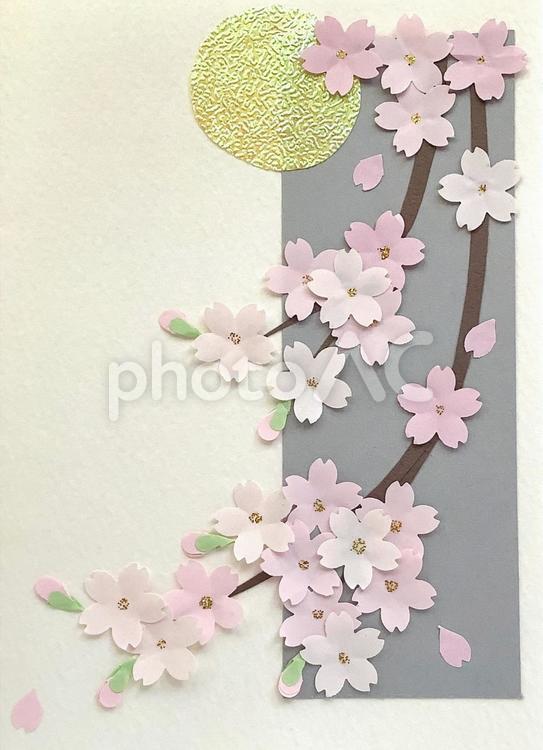 夜桜と満月縦 桜,花,春の写真素材