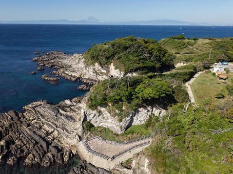 横須賀・荒崎海岸 ドローン,空撮,荒崎海岸の写真素材