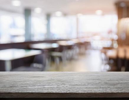 ぼかしカフェの背景の上に机のスペース6の写真