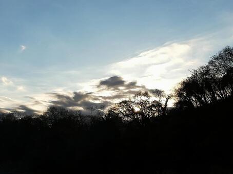 冬の空４ 空,朝焼け,雲の写真素材