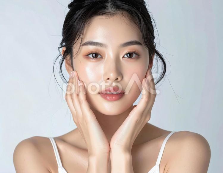 若い女性のスキンケアイメージ 女性,スキンケア,美容の写真素材