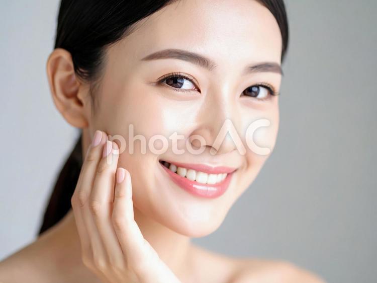美肌の美しい日本人女性　AI生成画像　 女性,人物,若いの写真素材