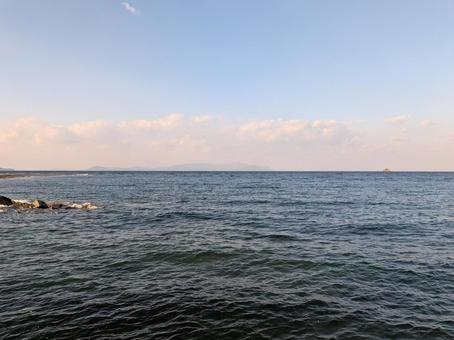 松西海岸から見た水平線 空,雲,水平線の写真素材