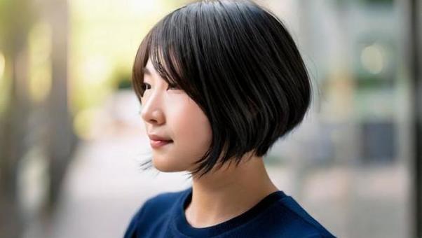 ショートヘアの女性 ショートヘアの女性の写真