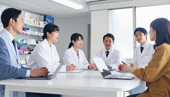 薬剤師がカンファレンスを行っている様子の写真