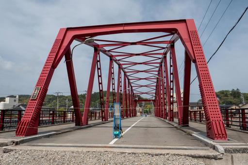 通行不可のいろは橋 通行不可のいろは橋 いろは橋,河原田川,地震の写真素材