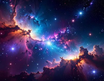 輝く星雲が広がる宇宙イメージ④ 輝く星雲が広がる宇宙イメージ④の写真