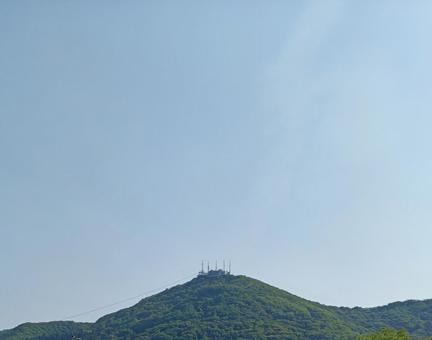 函館山山頂と空 函館市,函館山,景色の写真素材