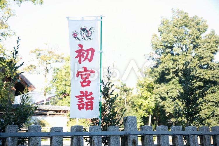 お宮参りの旗 お宮参り,初宮詣,神社の写真素材