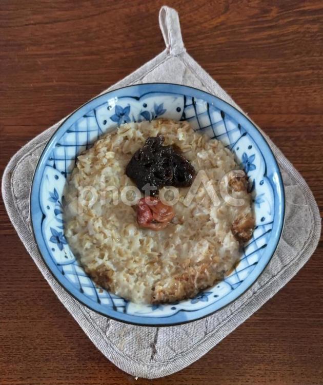 オートミールとにのり佃煮とかつお梅 茶碗飯,等,オートミールの写真素材