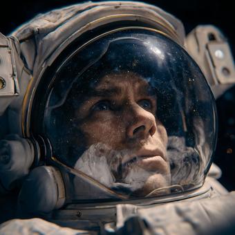 科学と夢を象徴する宇宙飛行士のヘルメットの写真