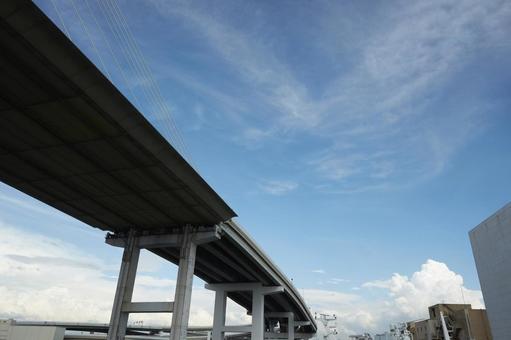 Hanshin Expressway seen from below, townscape, weather, background, JPG