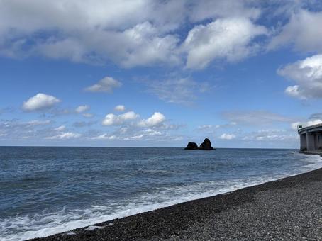 海 波打ち際 日本海 新潟県 海 波打ち際 日本海 新潟県 水平線,日本海,海の写真素材