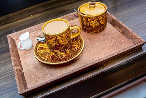 Photo, caliente café con leche, café latte, café con leche, 