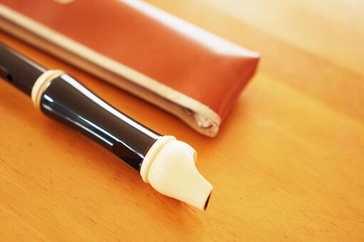 リコーダーとケース リコーダー,音楽,小学校の写真素材