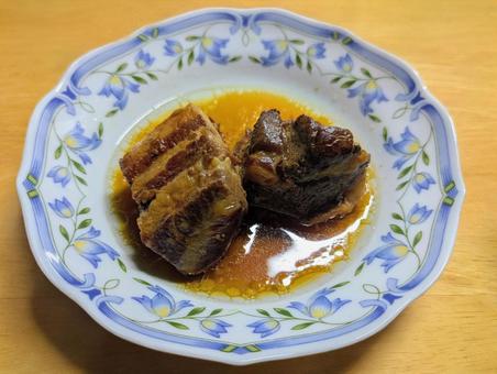 角煮 自炊,ご飯,豚バラの写真素材