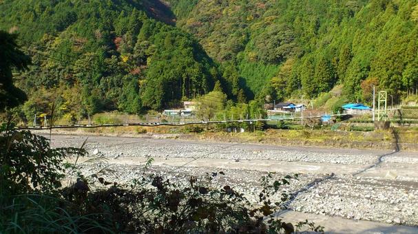 静岡県・梅ヶ島温泉・吊橋 静岡県,梅ヶ島,温泉の写真素材