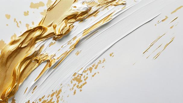 白に金の絵の具背景テクスチャ素材 白背景,金,絵の具の写真素材