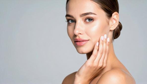 美肌女性 スキンケア 頬に手を当てる女性 美肌女性 スキンケア 頬に手を当てる女性の写真