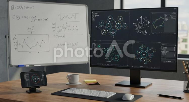 AIデータサイエンスのワークステーション ai,aiラボ,研究所の写真素材