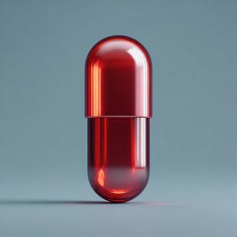 技術革新を示す透明な赤い医療カプセル 技術革新を示す透明な赤い医療カプセルの写真