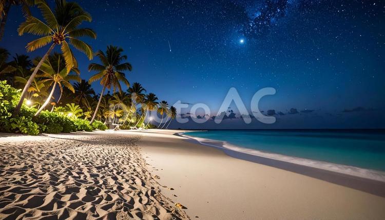 南国のビーチの夜景 ビーチ,南国,海岸の写真素材