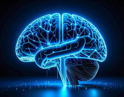 青く光る未来的な人工知能(AI)イメージ 青く光る未来的な人工知能(AI)イメージの写真