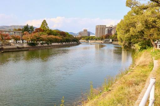 太田川の景色 太田川,広島県,広島市の写真素材
